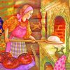 Woman Baking Bread paint by numbers