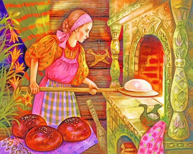 Woman Baking Bread paint by numbers