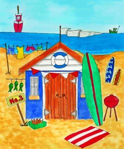 Aesthetic Beach Hut paint by numbers