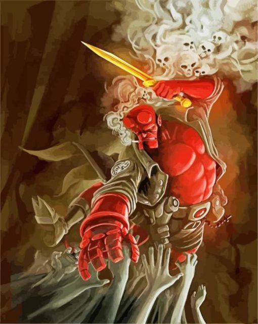 Aesthetic Hellboy paint by numbers