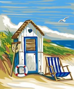 Blue Beach Hut paint by numbers