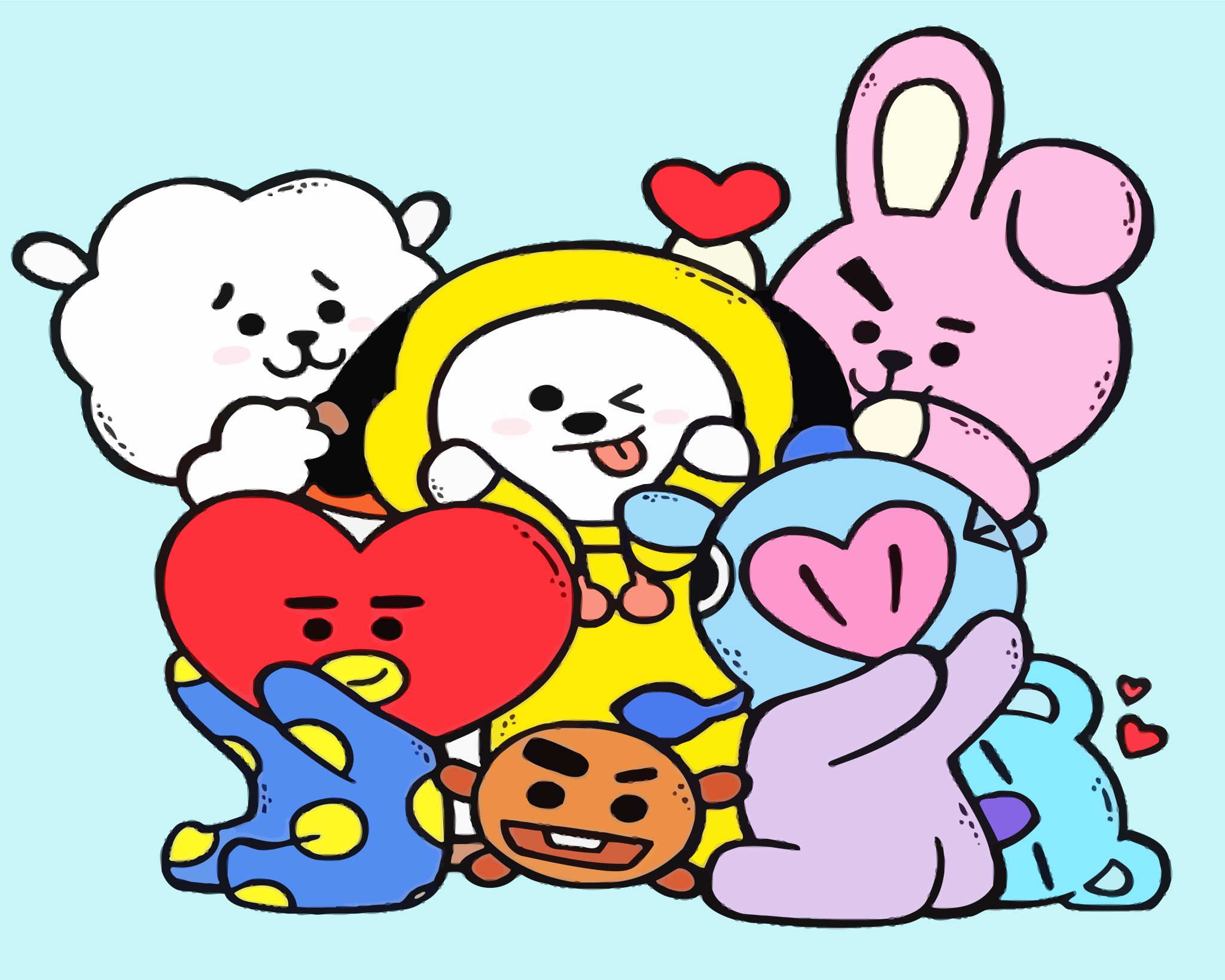 Bt21 Bts Characters - Paint By Number - Paint by Numbers for Sale