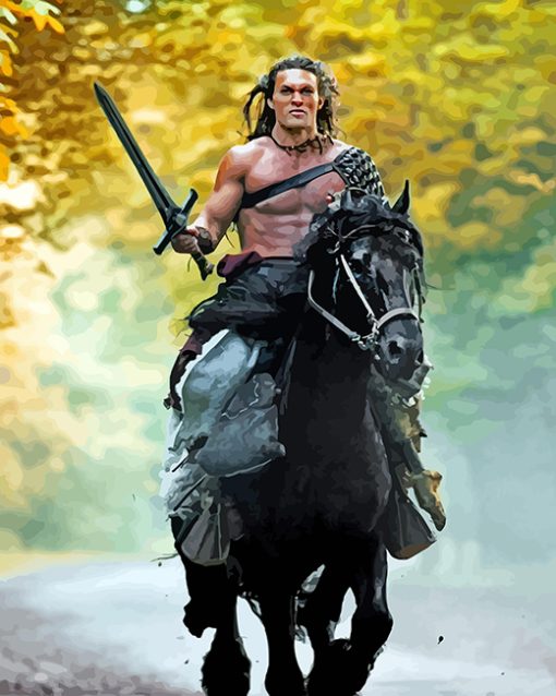 Conan The Barbarian Riding A Black Horse paint by numbers