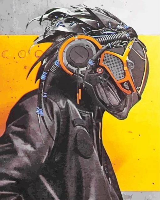 Cyberpunk Helmet Man paint by numbers