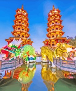 Dragon And Tiger Pagodas Taiwan paint by numbers