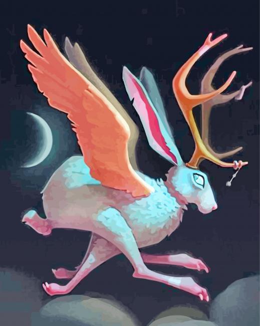 Flying Jackalope paint by numbers