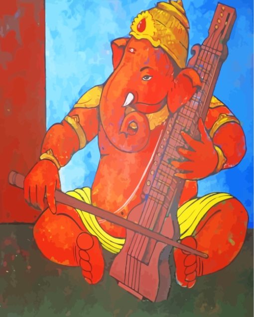 Ganesh With Musical Instrument paint by numbers