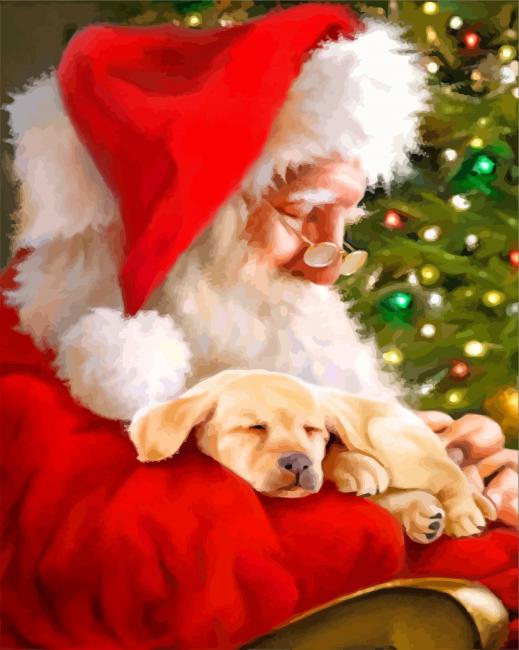Santa And The Dog paint by numbers