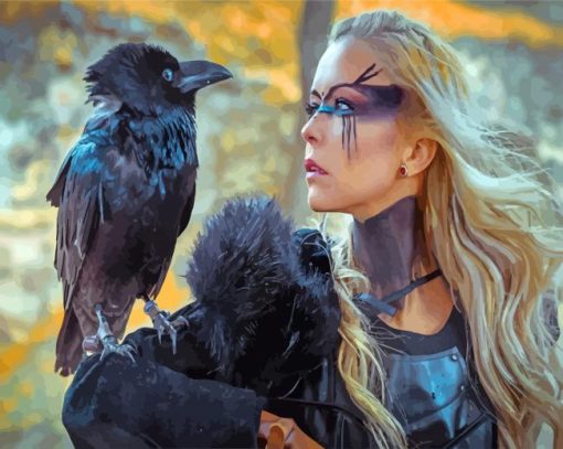 Viking Woman And The Crow paint by numbers