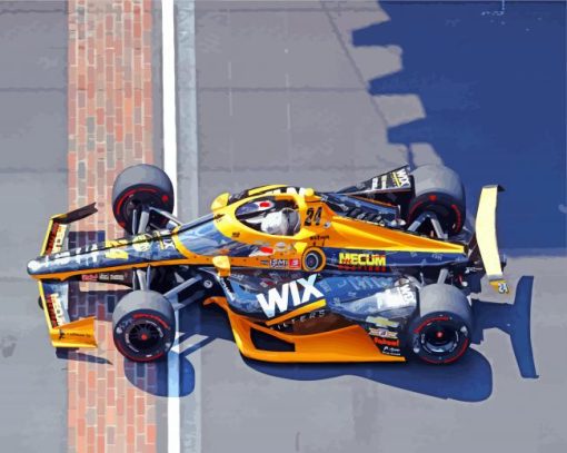 Yellow Indy Racing Car paint by numbers